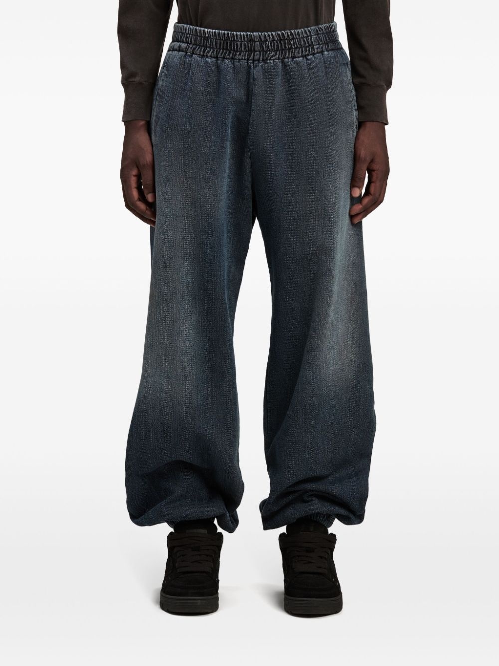 monogram-print elasticated jeans - 3