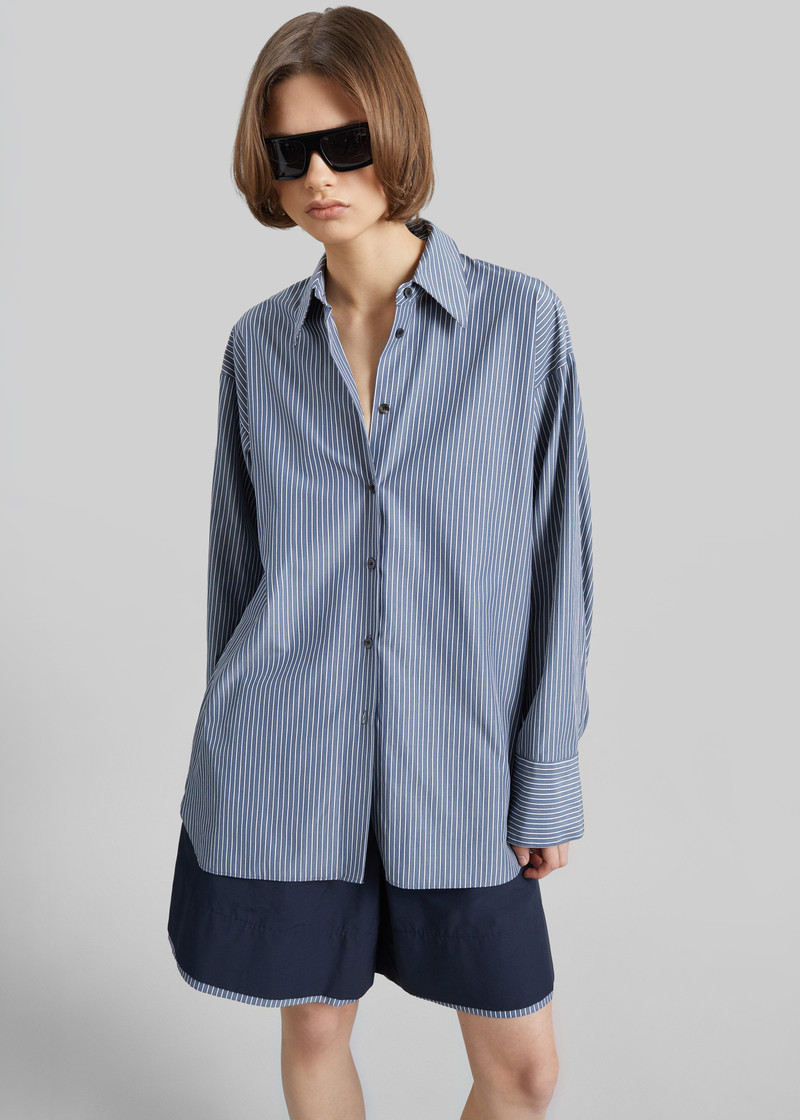 Menton Oversized Shirt - Navy/White Stripe 3
