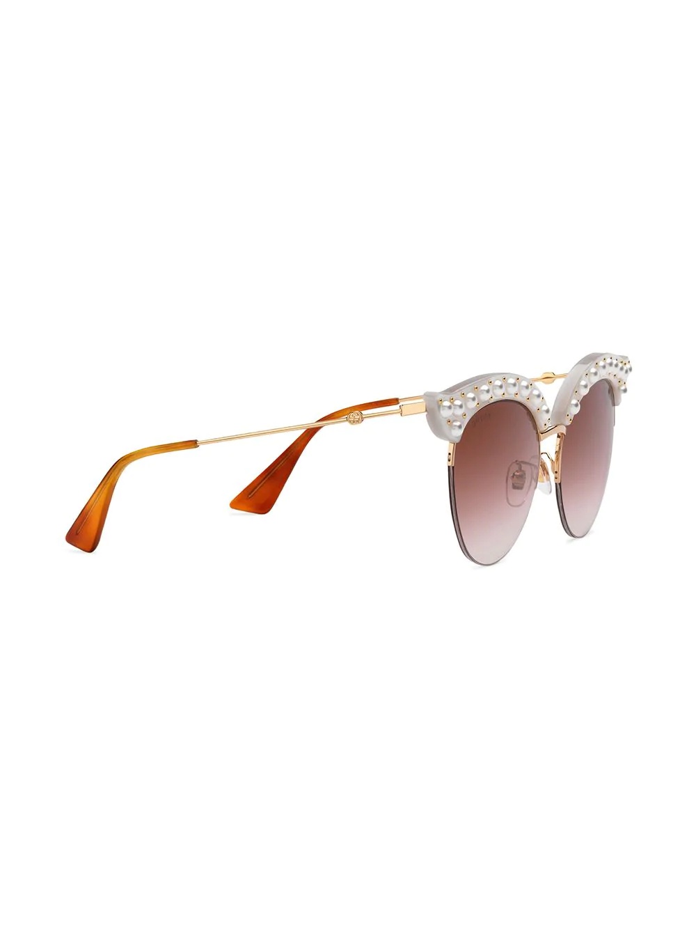 Cat eye acetate sunglasses with pearls - 2