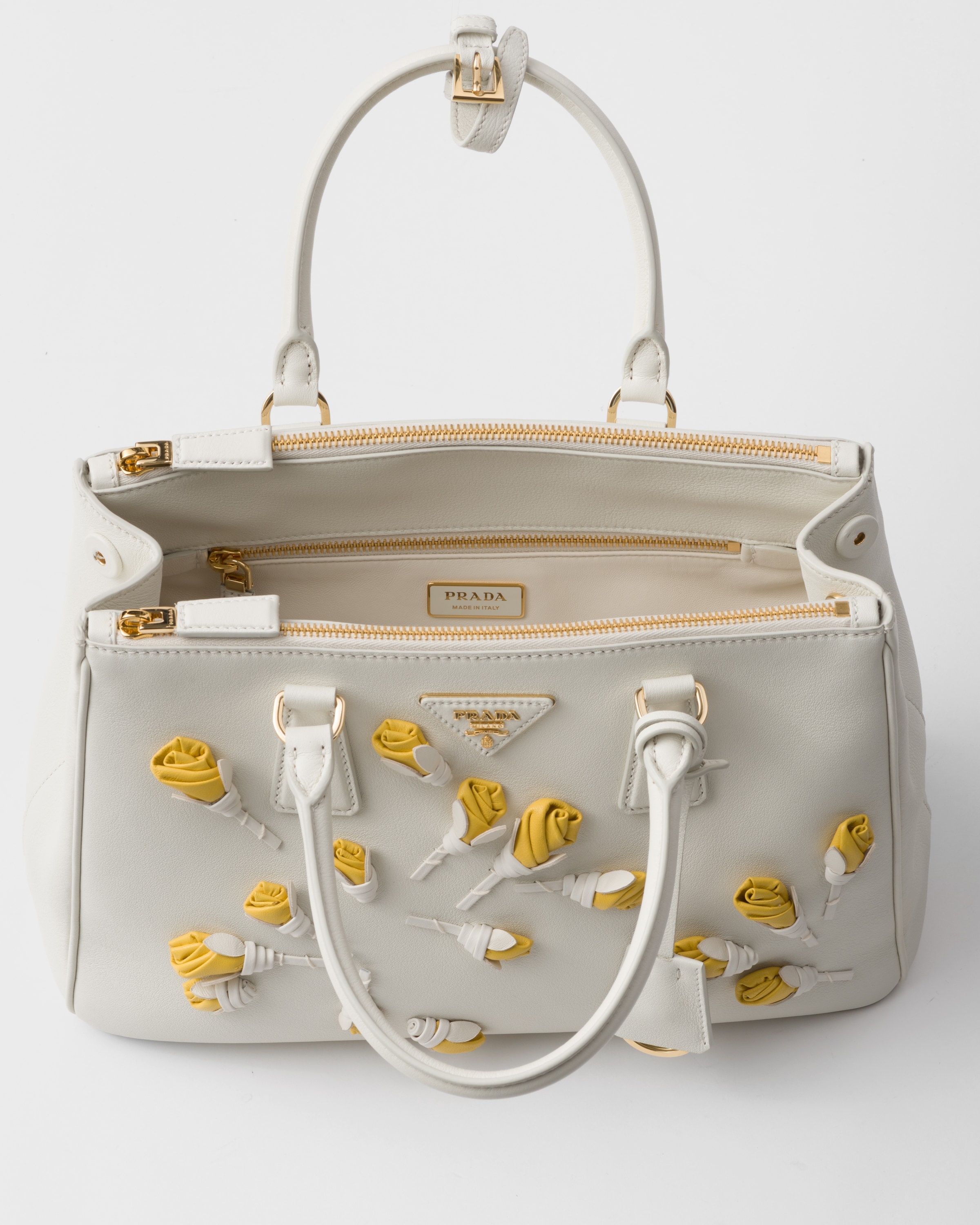 Large Prada Galleria leather bag with floral appliqués - 4