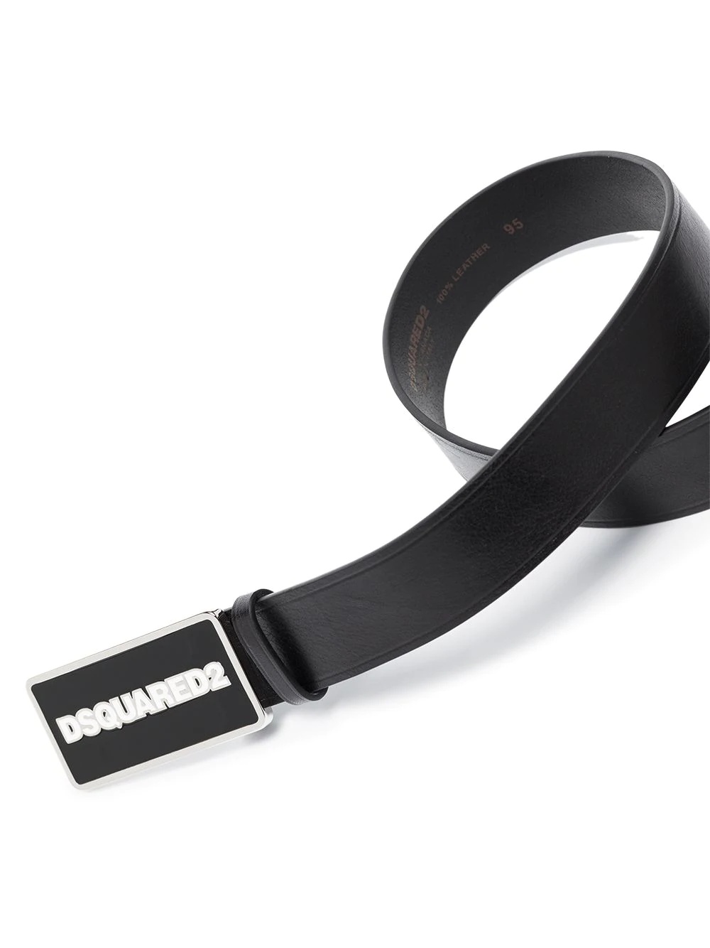 logo-buckle leather belt - 2