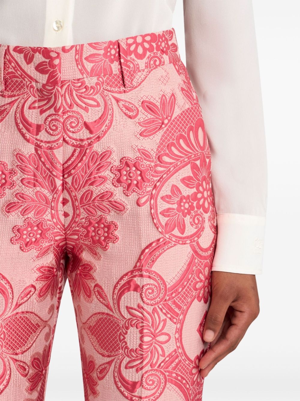 paisley-jacquard cigarette trousers - 5