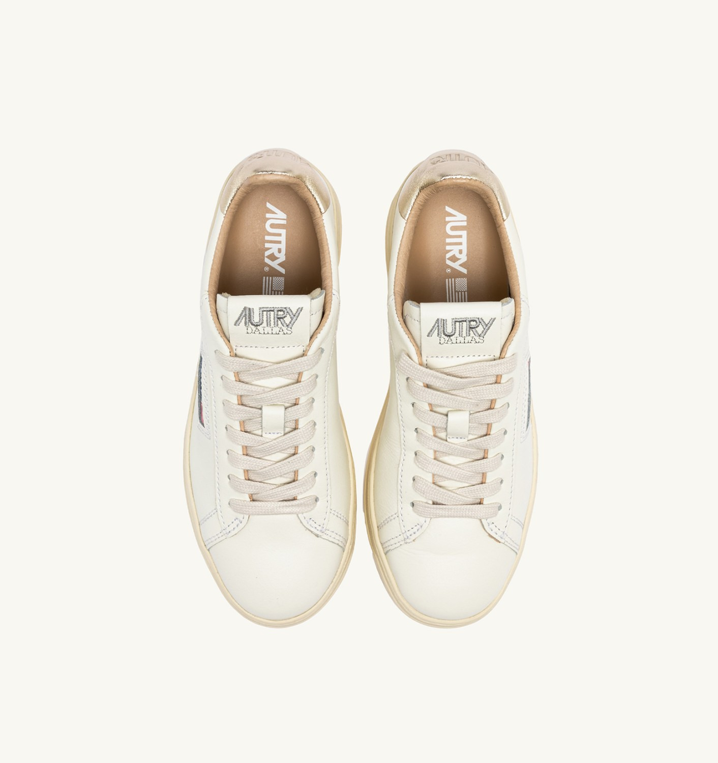 DALLAS LOW SNEAKERS IN WHITE AND GOLD LEATHER - 5