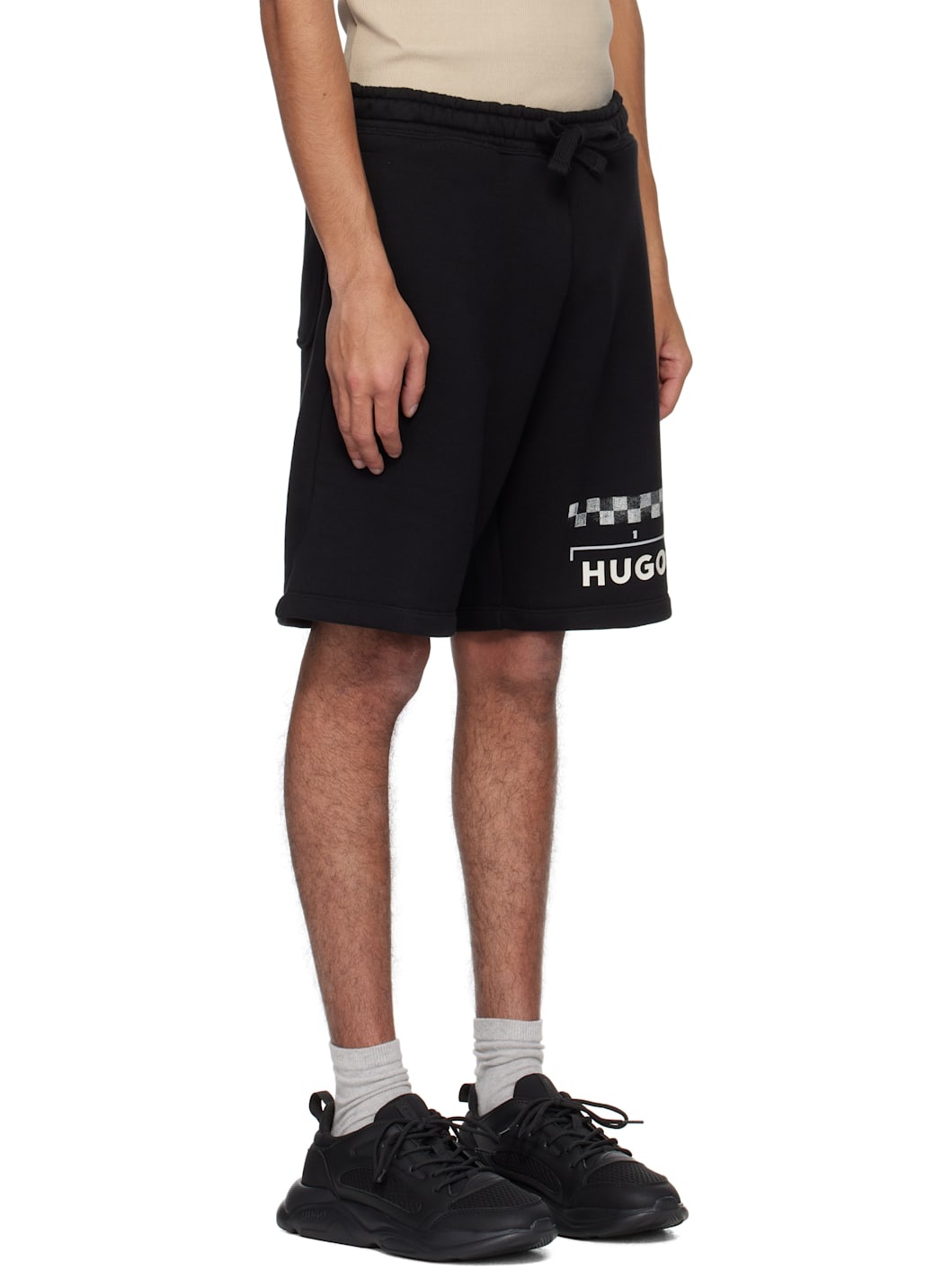 Black Racing Print Shorts - 2