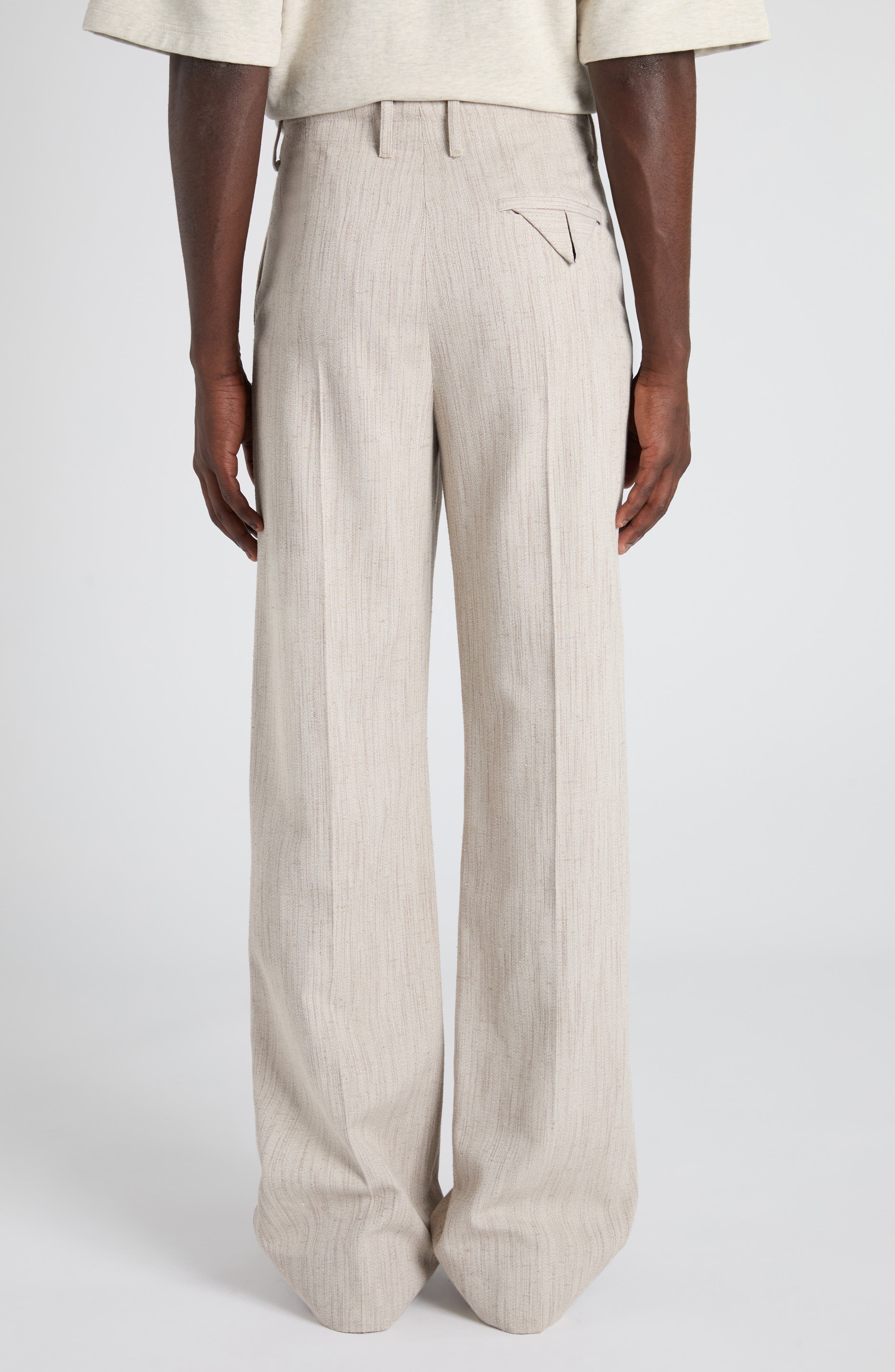 Bottega Veneta Textured Viscose Trousers in 2674 Grey Putty at Nordstrom - 3