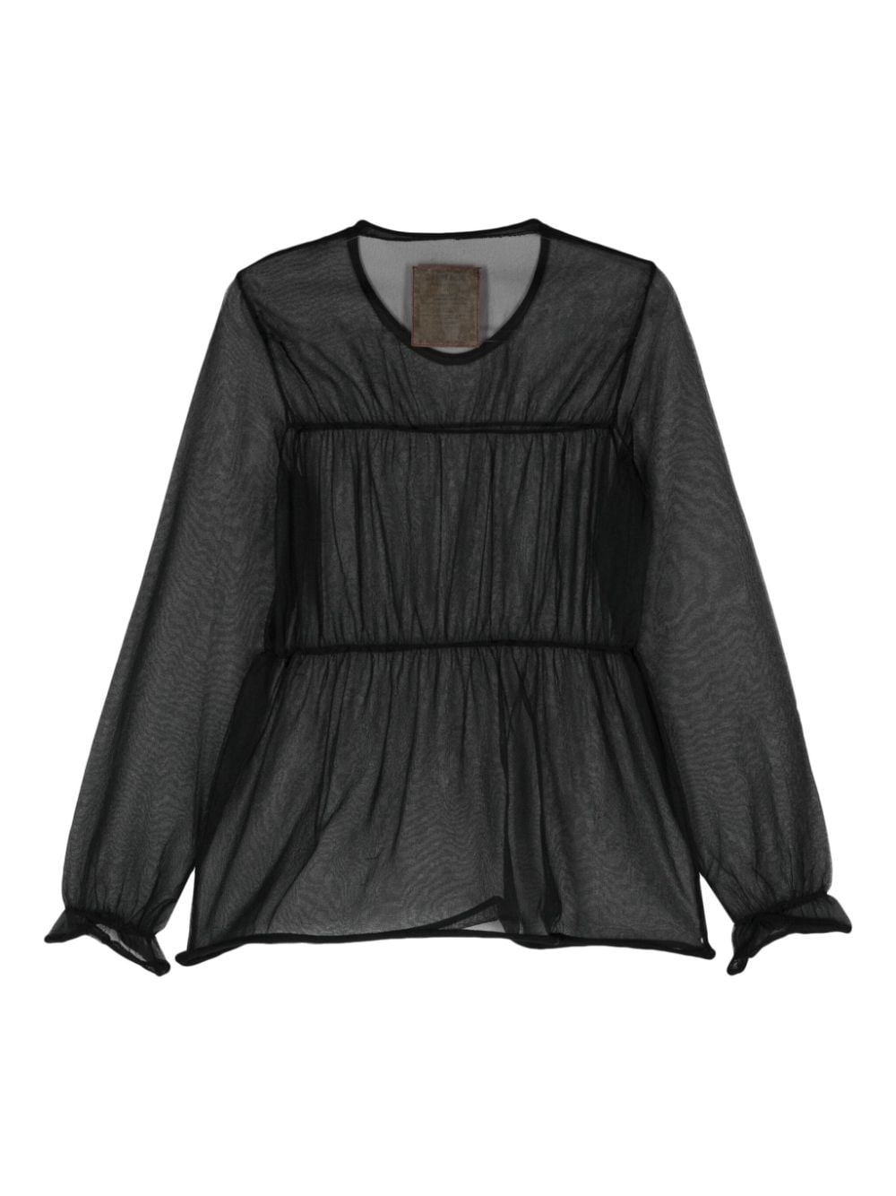 seam-detail sheer blouse - 2