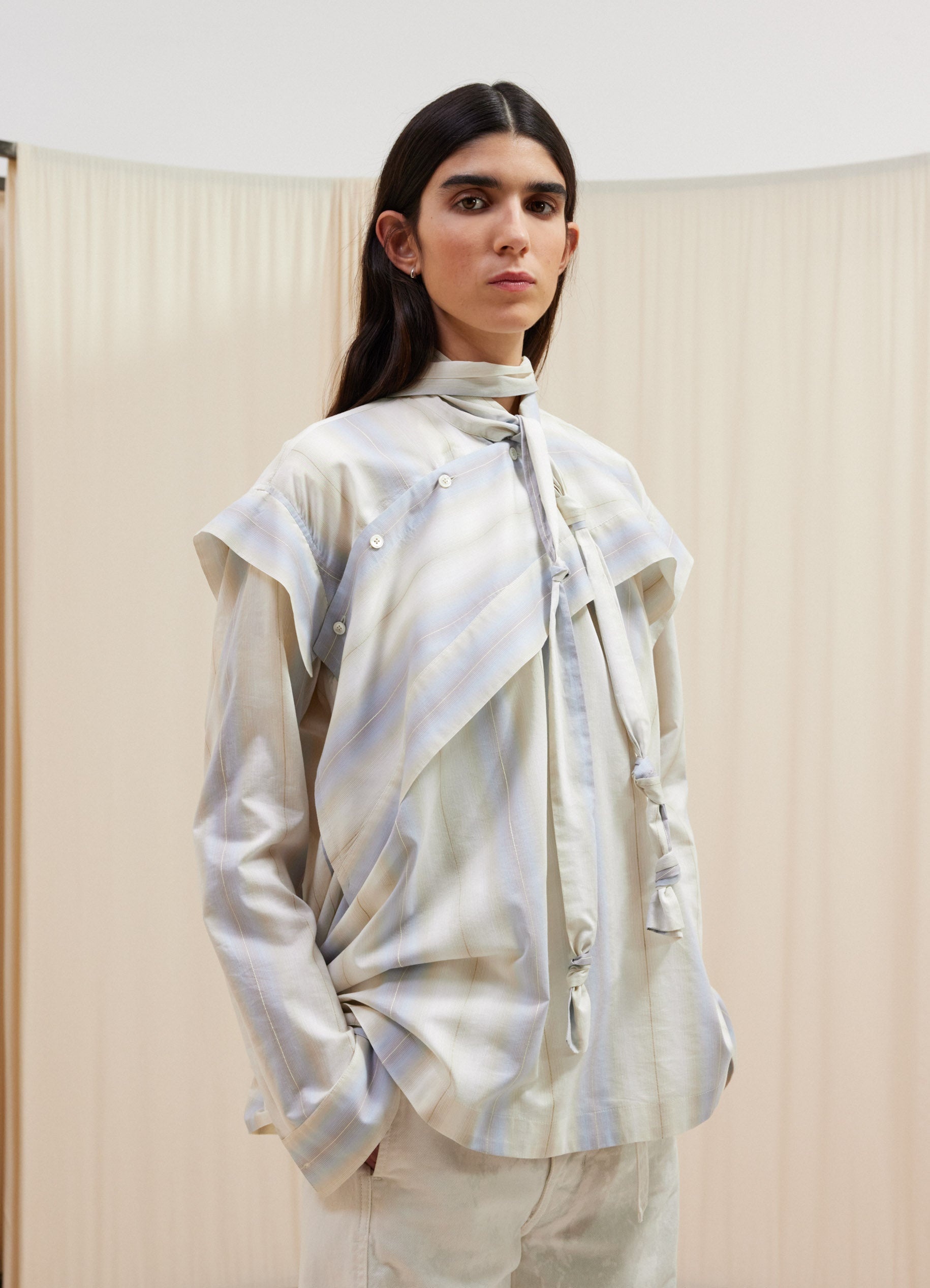 ASYMMETRICAL BLOUSE WITH SCARF - 2