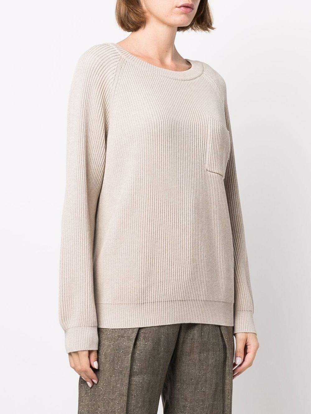 ribbed-knit pocket jumper - 3