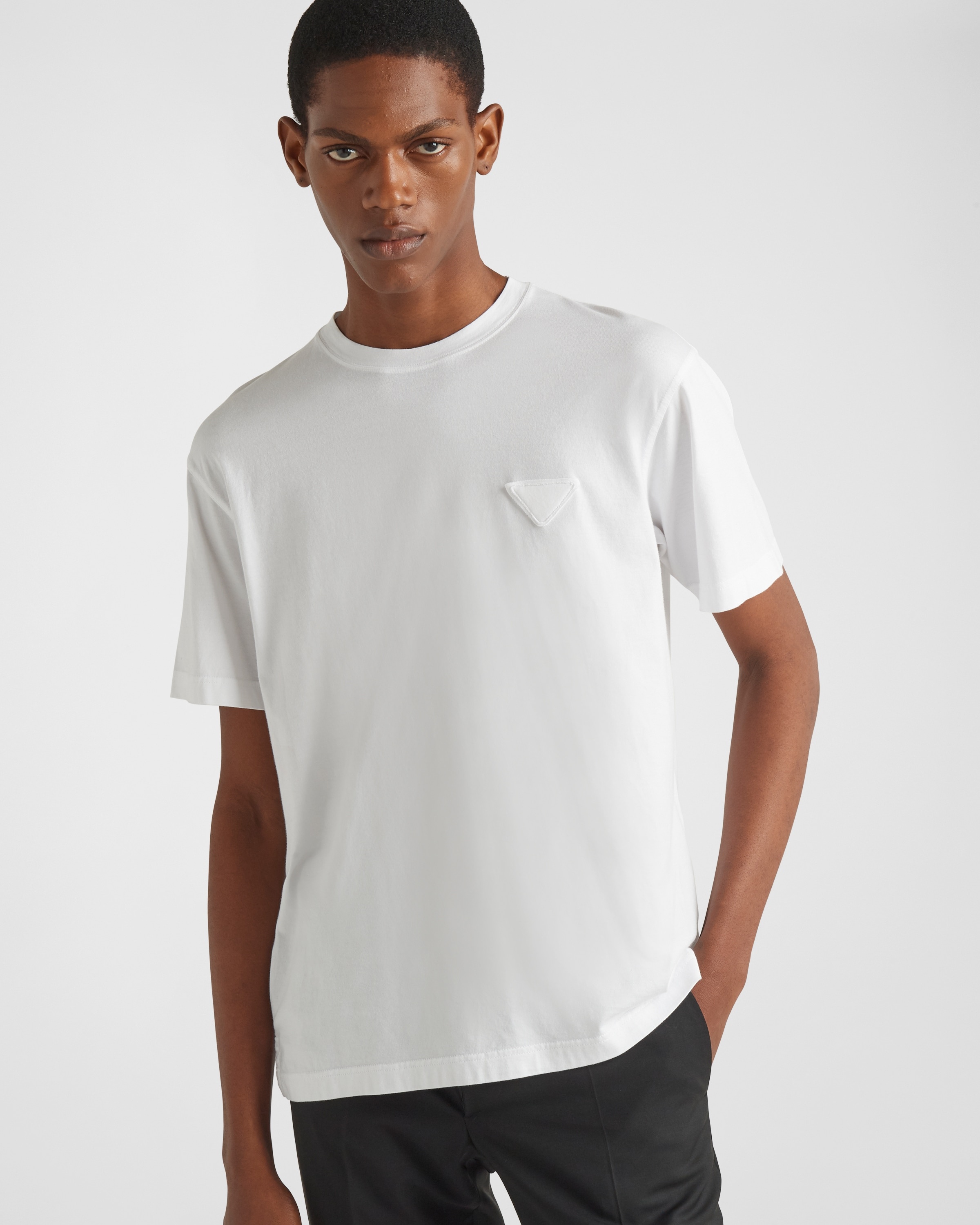 Prada テクニカルコットン Tシャツ cotton T-shirt 関税込 Prada Cotton Logo T-shirt in Black for Men | Lyst