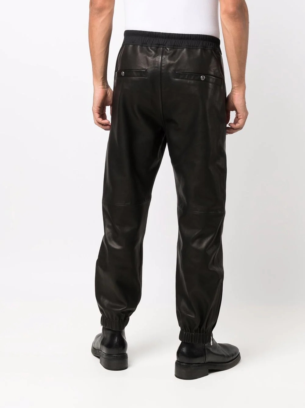 leather track pants - 4