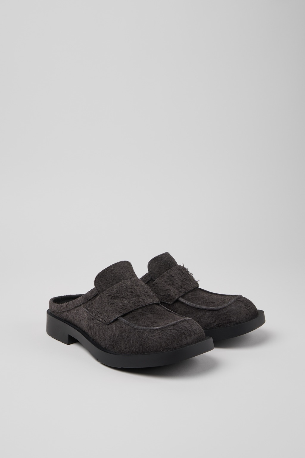 Gray Nubuck Slide Loafers - 2