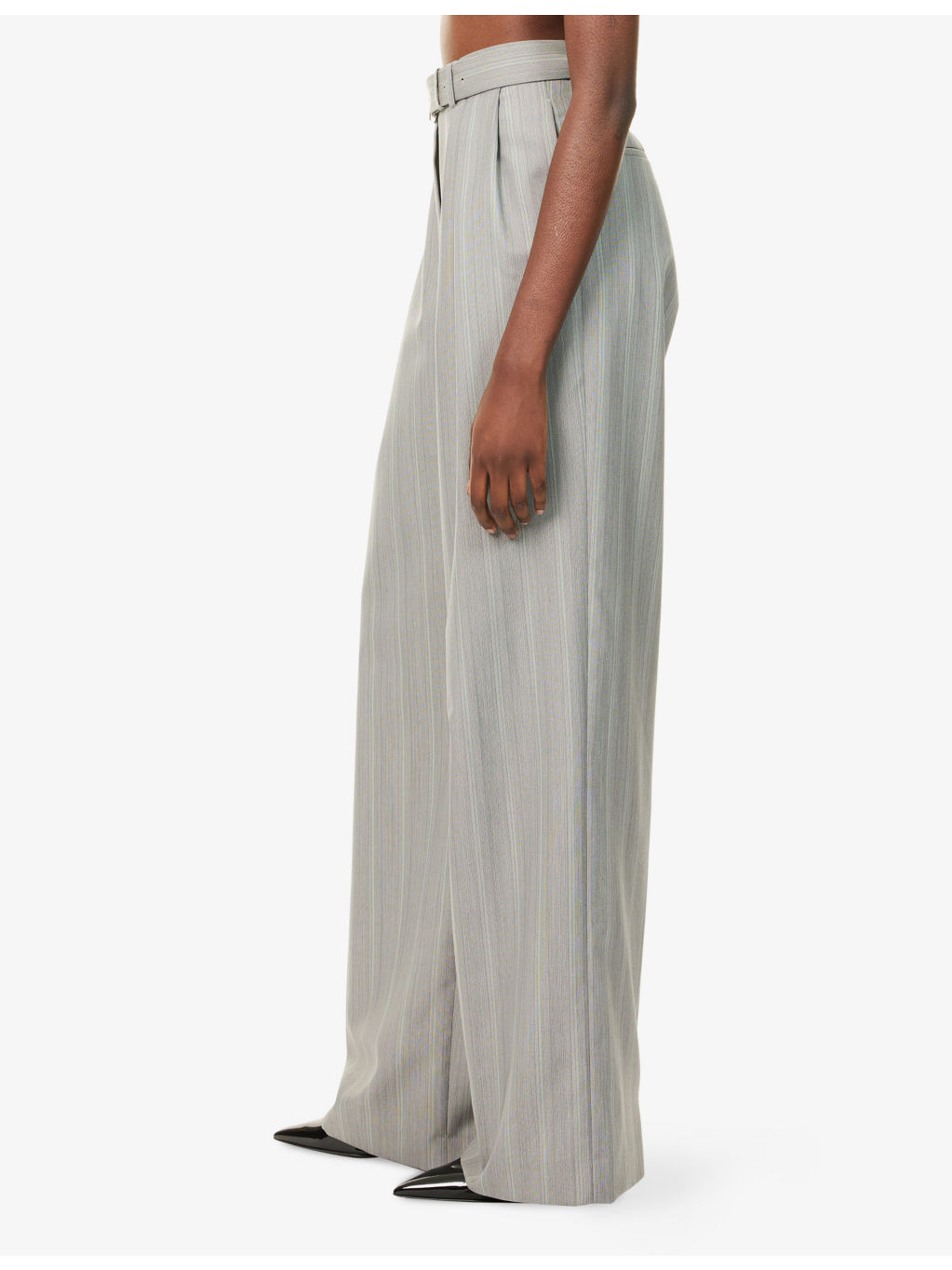 Belted Striped Wool-Blend Trousers - 3