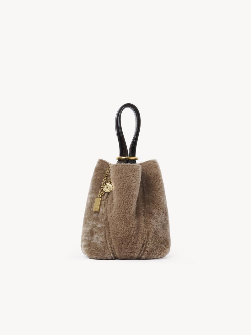 Chloé SMALL CHLOÉ SPIN TOTE BAG IN SHEARLING outlook