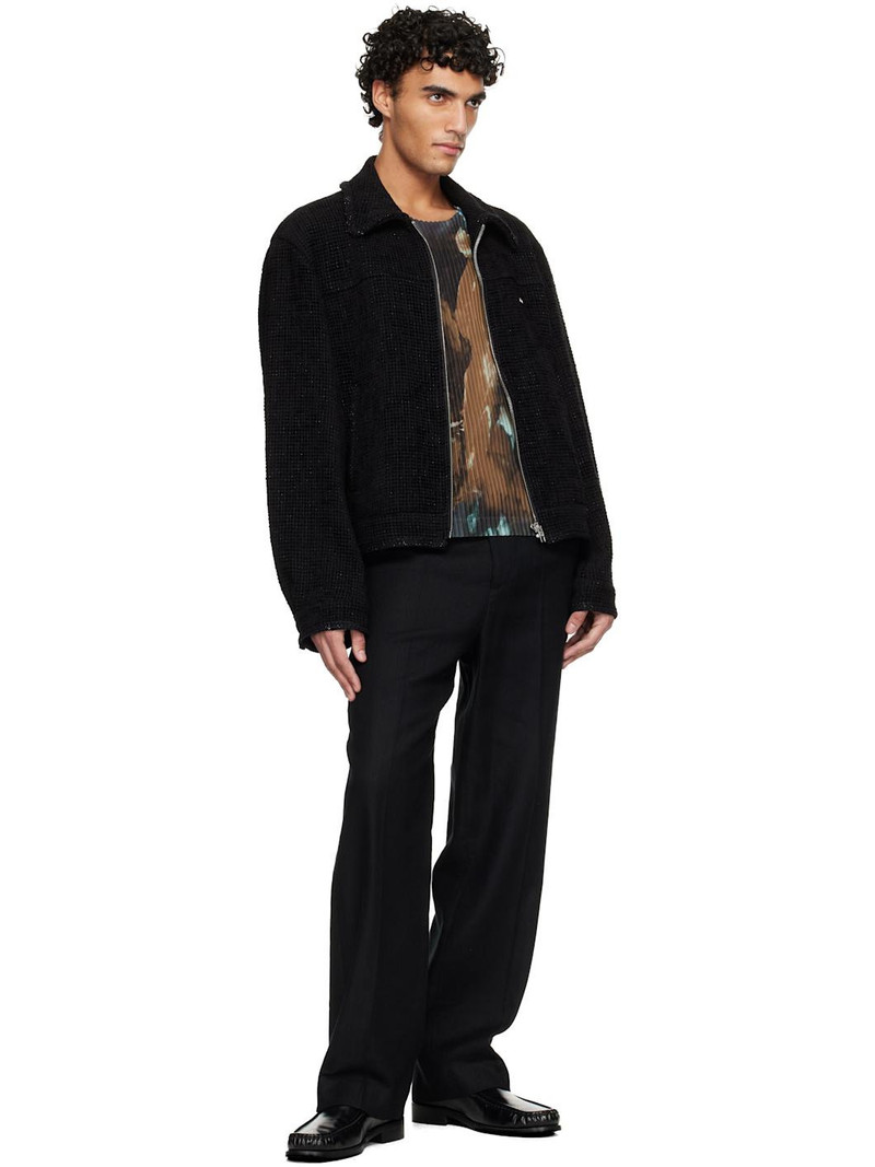 Wooyoungmi Black Tweed Zip-Up Jacket outlook