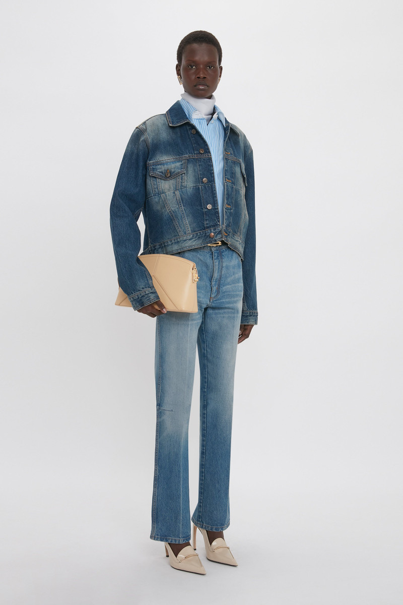 Cropped Denim Jacket In Heavy Vintage Indigo Wash 6