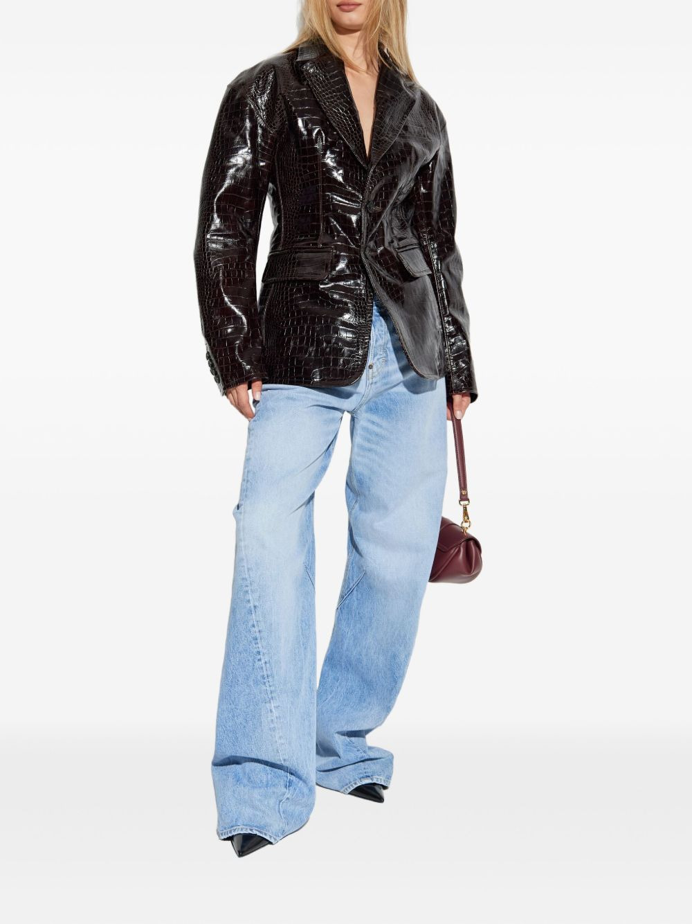 crocodile-embossed blazer - 2