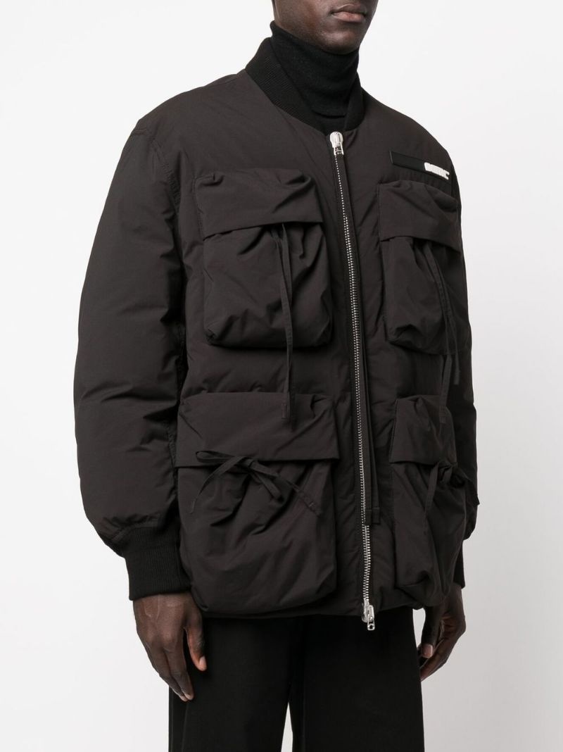 logo-patch zip-up padded coat - 3