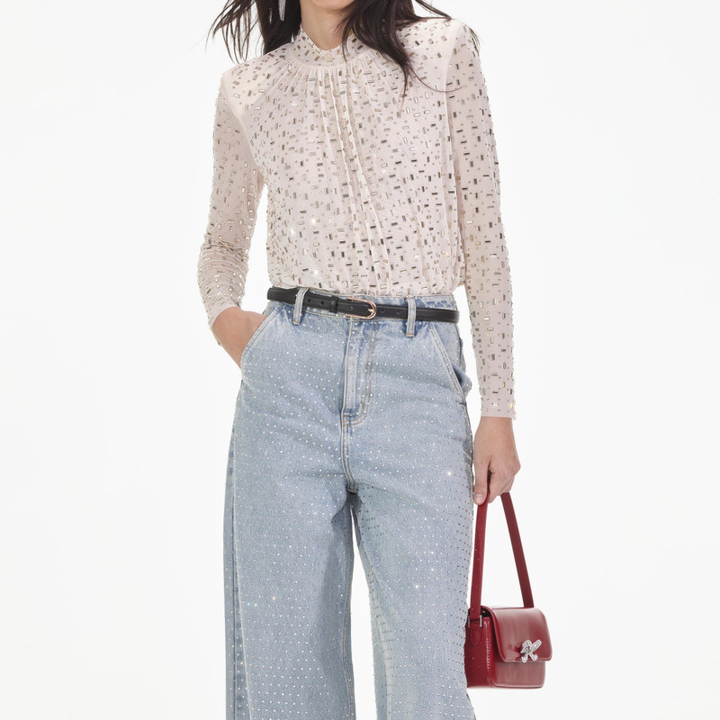 Champagne Rhinestone Mesh Top 4