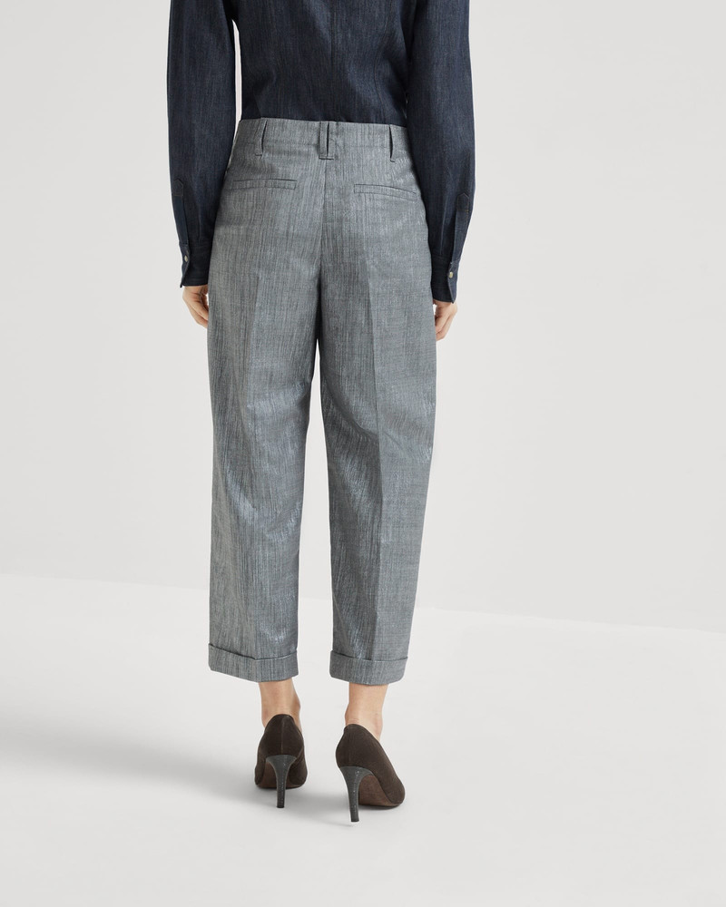 Brunello Cucinelli Sparkling techno virgin wool twill pleated chino trousers outlook
