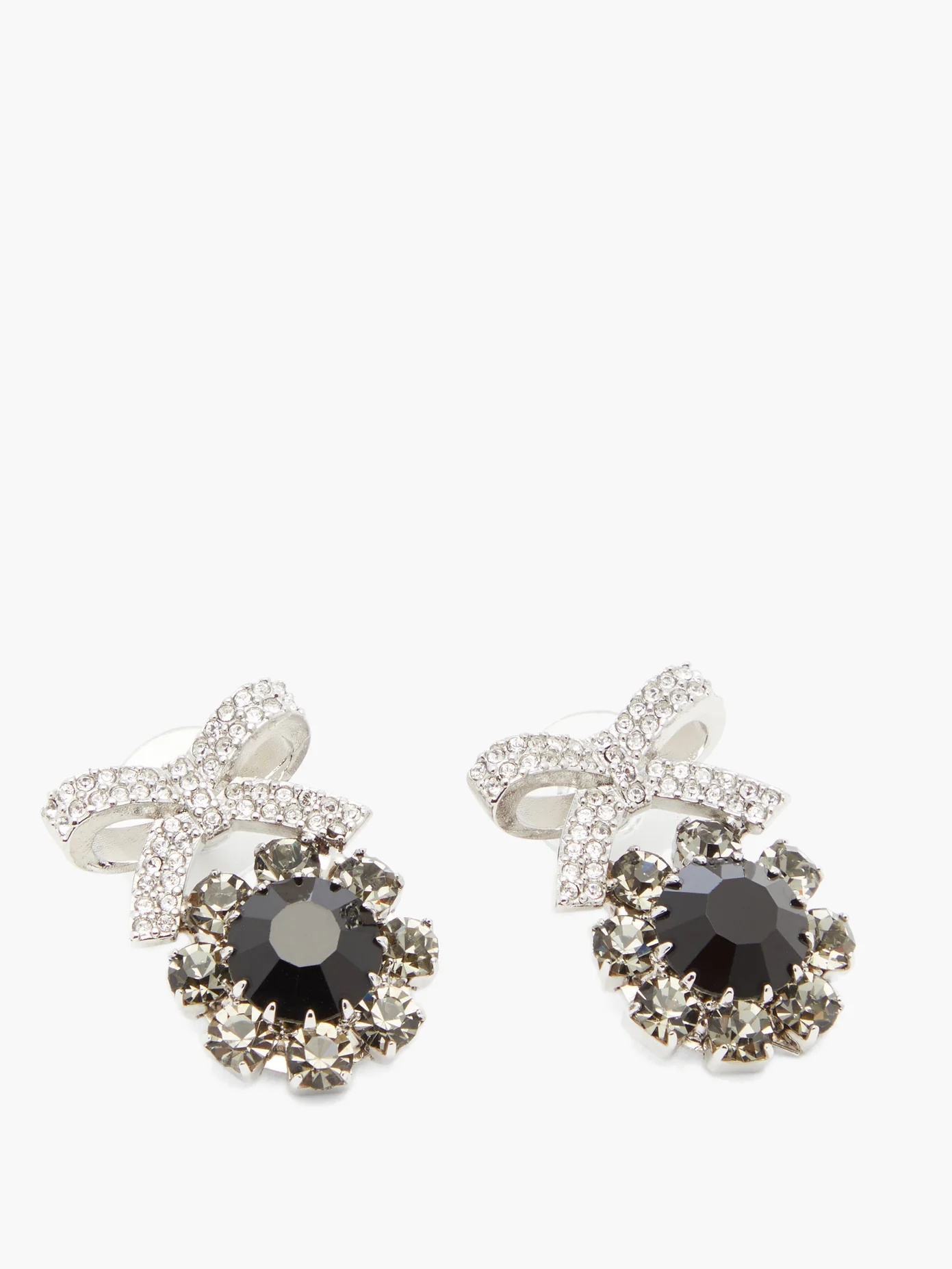 Crystal-embellished bow stud earrings - 4