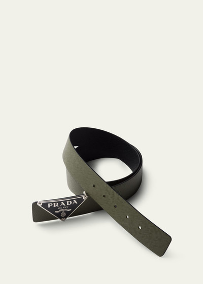 Prada Men's Reversible Saffiano Leather Belt Strap outlook