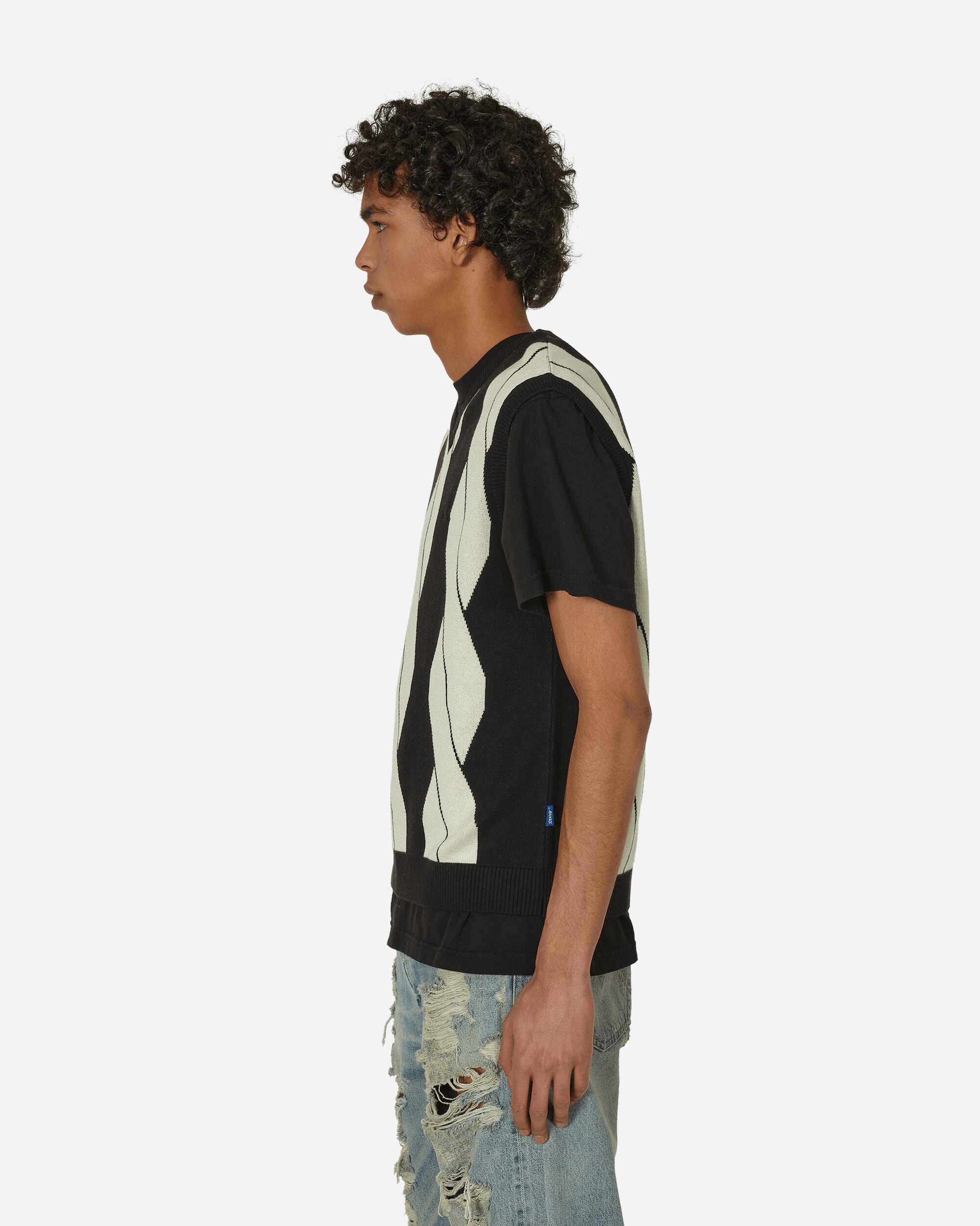 Cable Sweater Vest Black / White - 2