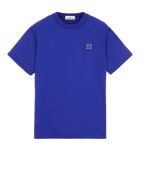 23757 GARMENT-DYED COTTON JERSEY 'FISSATO' TREATMENT ULTRAMARINE BLUE - 1