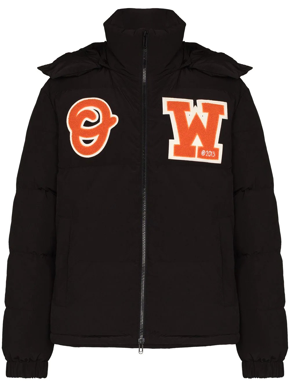 logo-patch puffer coat - 1