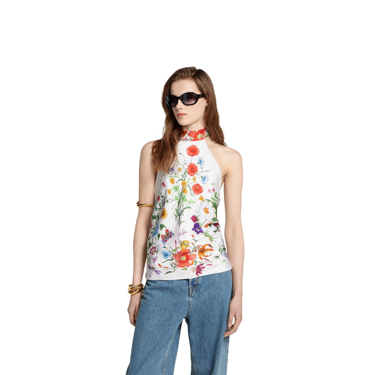 Self-tie silk twill halter top - 3