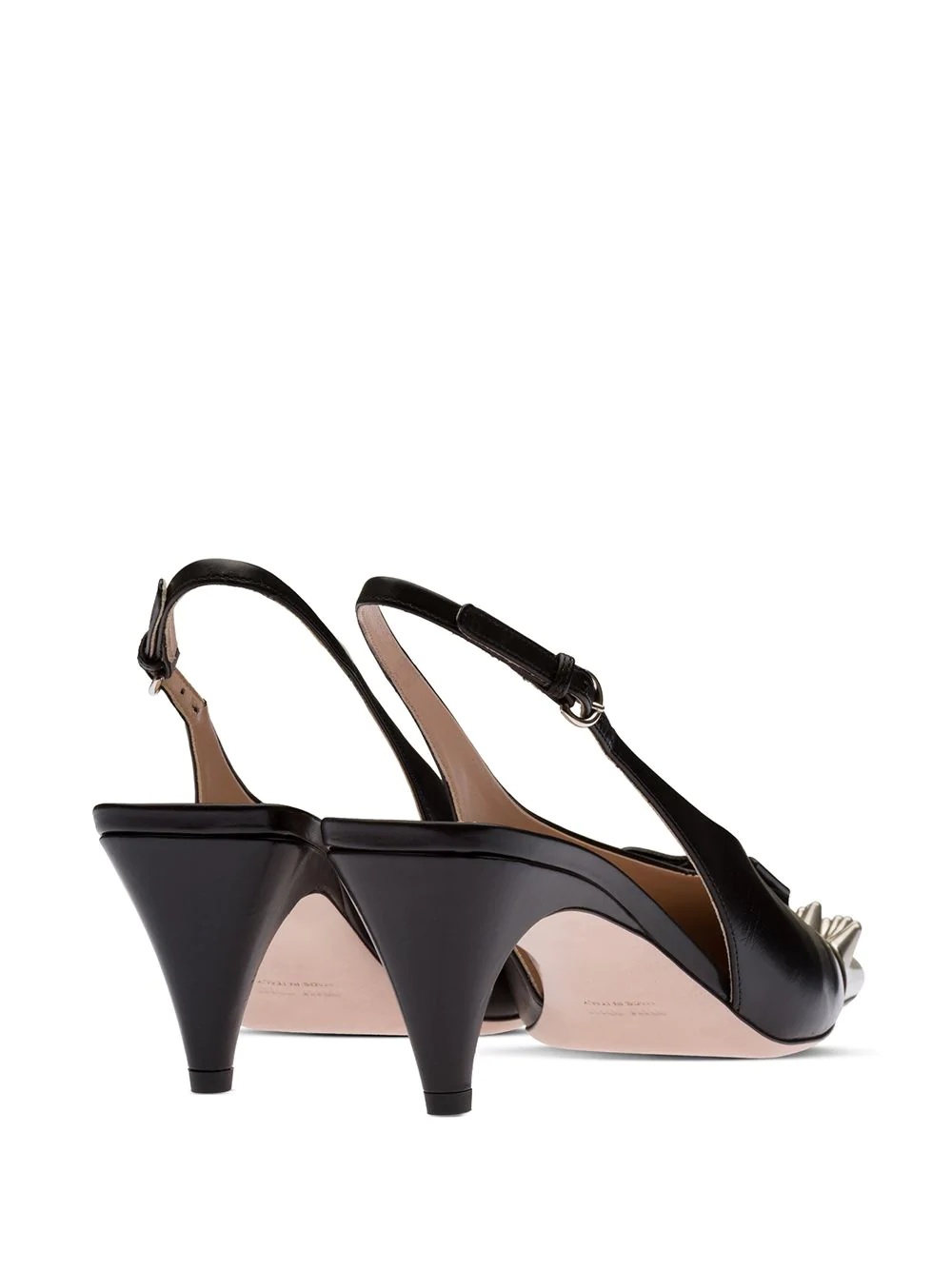 spiked toe cap slingback pumps - 3