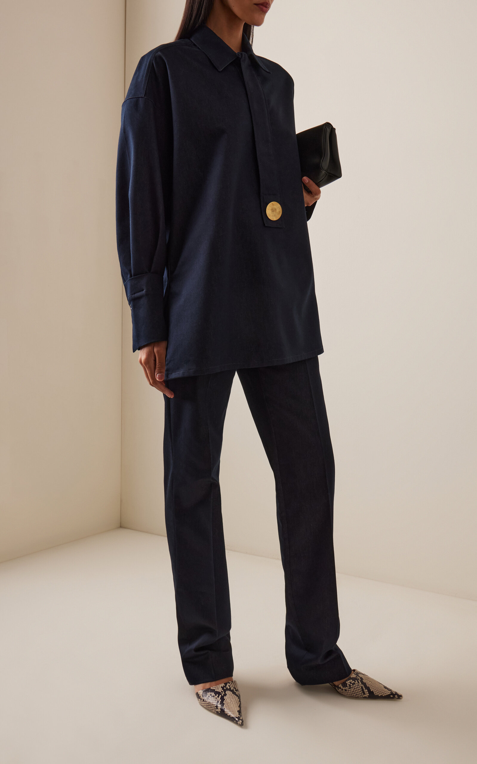 Grace Chambray Straight-Leg Pants dark wash - 2