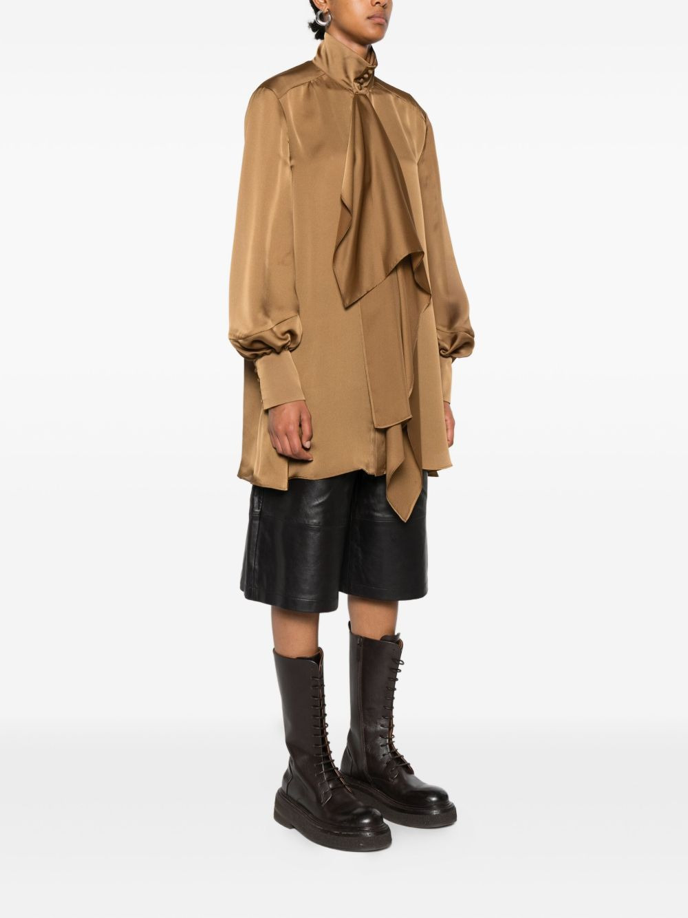 high-neck ruffled shirt - 3