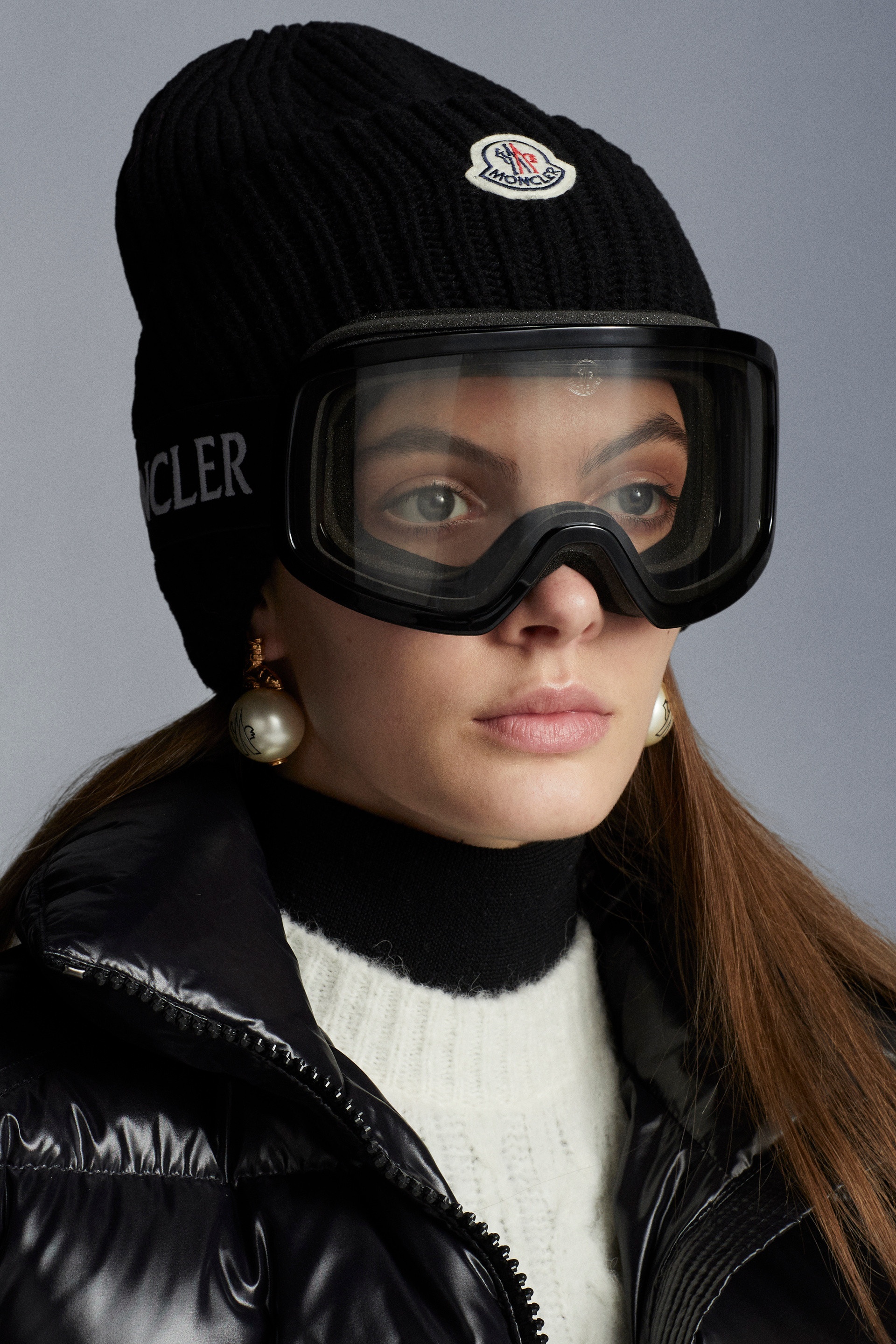 Black Terrabeam shield-lens ski goggles, Moncler