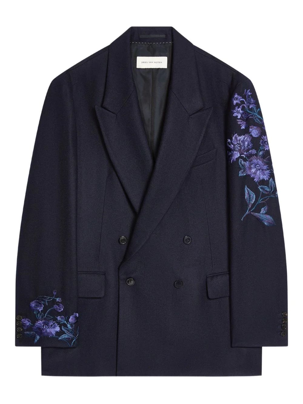 floral-embroidered double-breasted blazer - 1