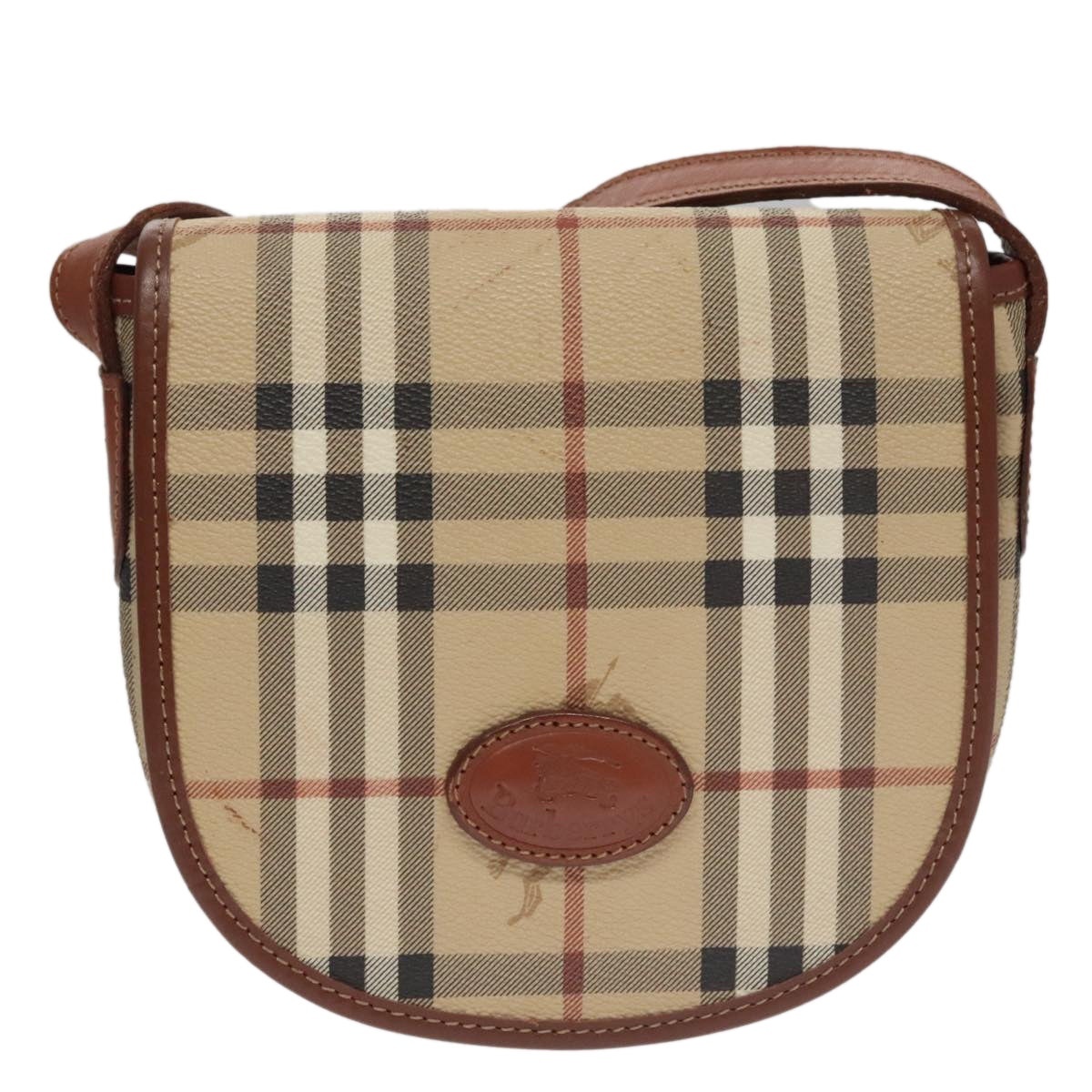 Burberry Nova Check Shoulder Bag Pvc Leather Beige - 2
