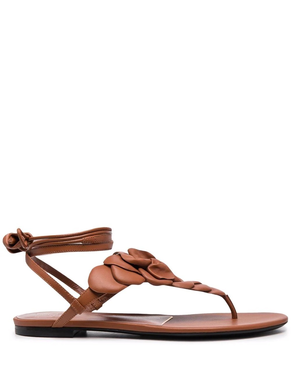 floral appliqué leather sandals - 1