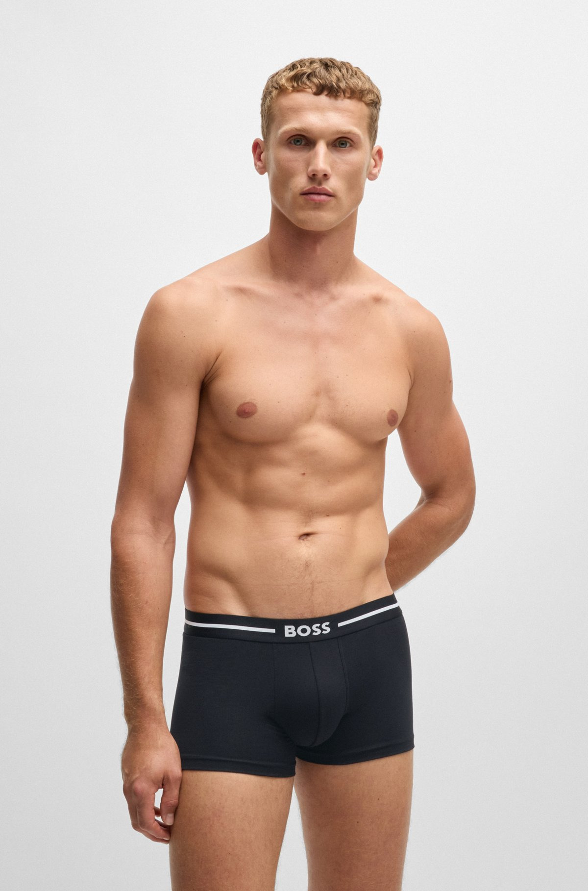 THREE-PACK OF STRETCH-COTTON TRUNKS WITH LOGO WAISTBANDS - 6