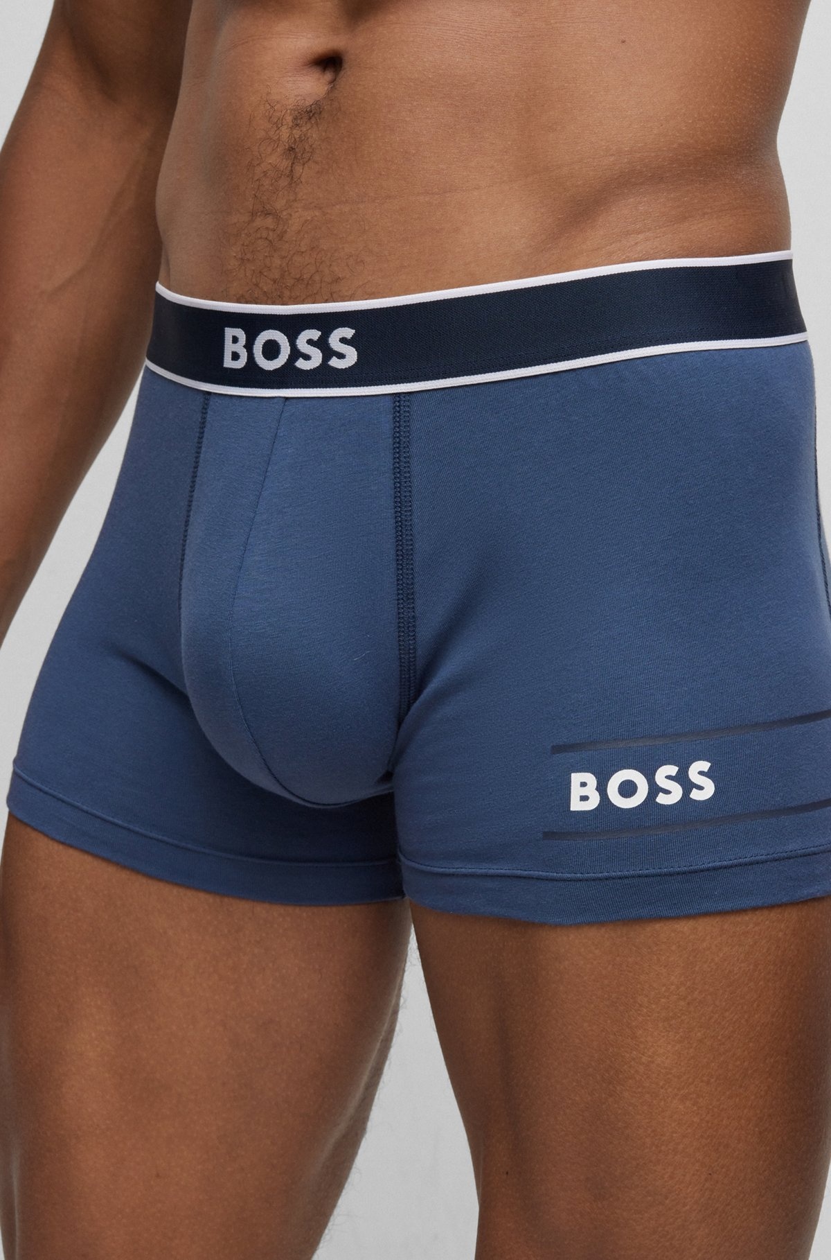COTTON-BLEND TRUNKS WITH STRIPES AND LOGOS - 4