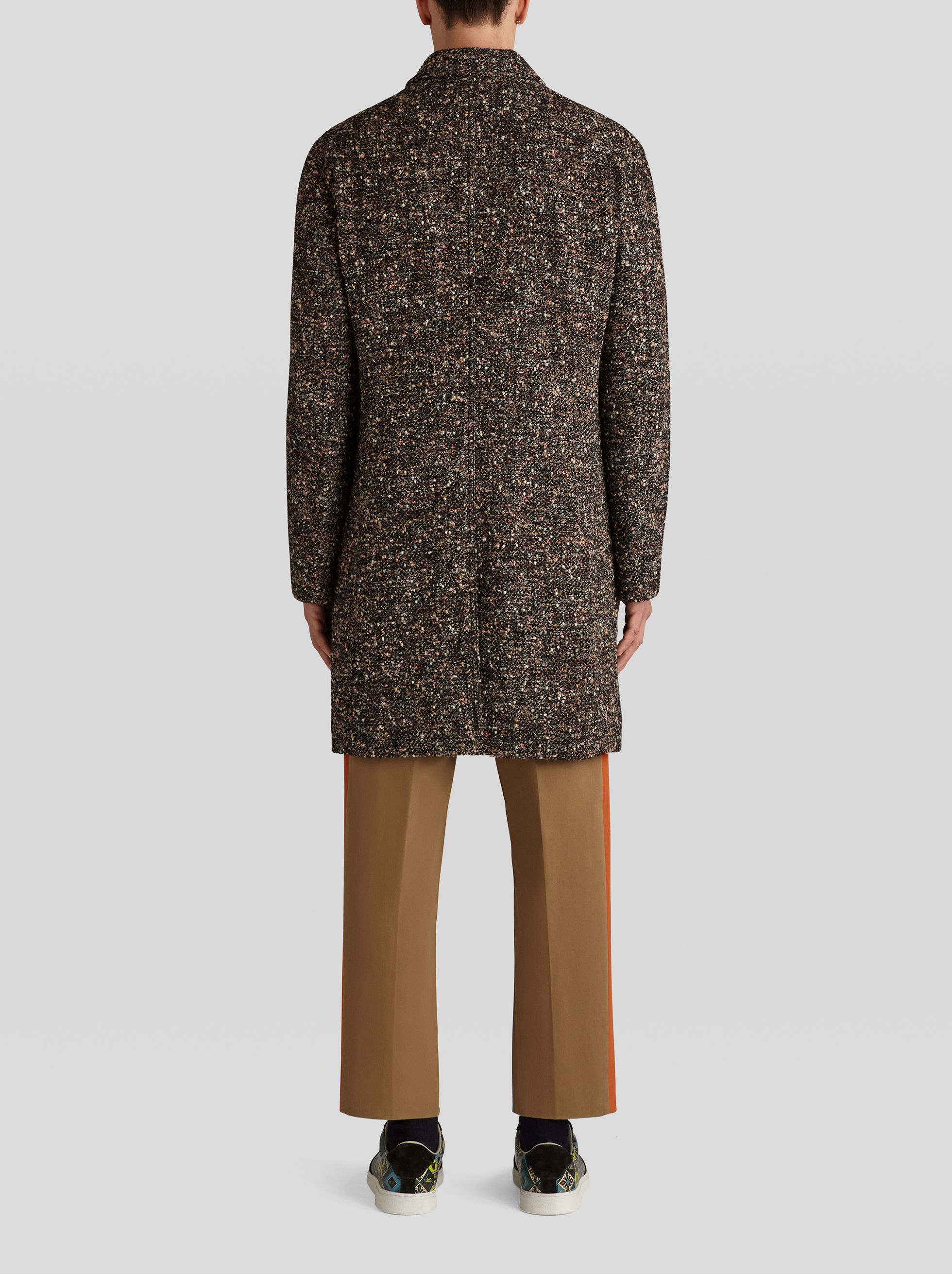 WOOL BOUCLÉ COAT WITH COLOUR BLOCK INTERIOR - 4