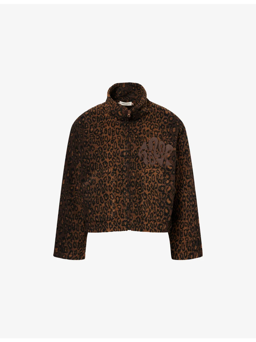 Leopard-Print High-Neck Fleece Jacket - 1