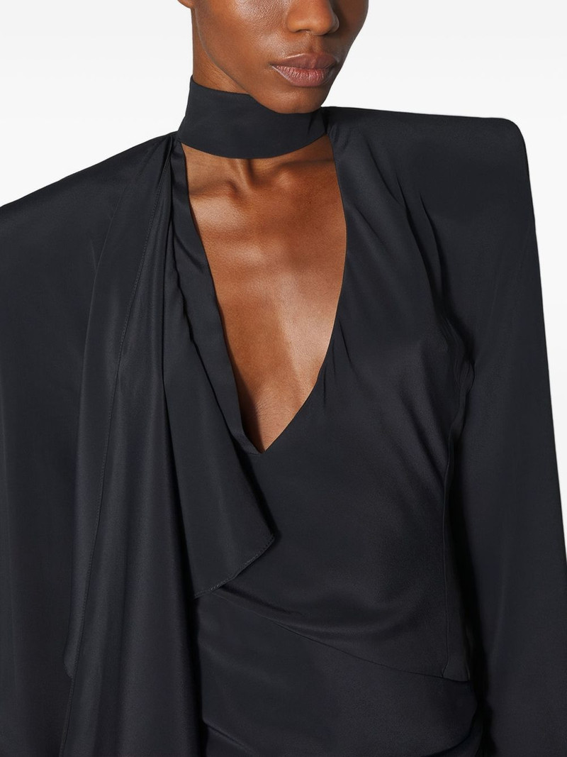padded-shoulder high-neck mini dress 4