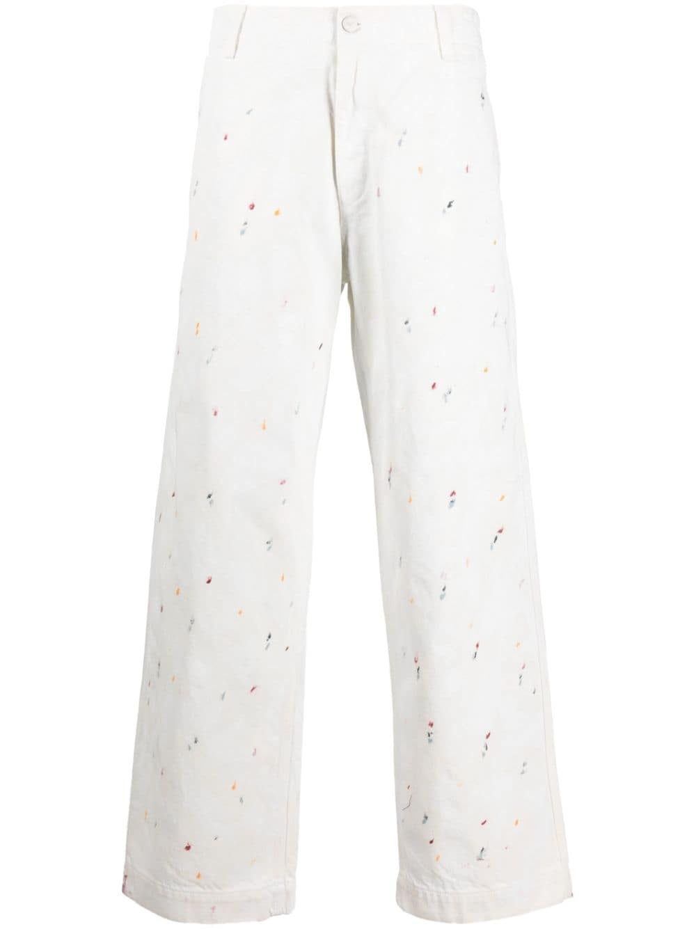 paint splatter-detail cotton jeans - 1