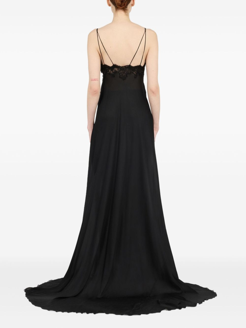 lace-panelled silk maxi evening dress - 4