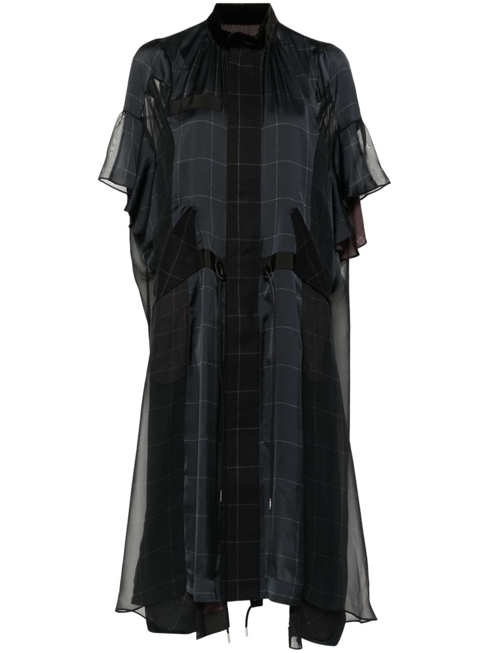 windowpane print dress - 1