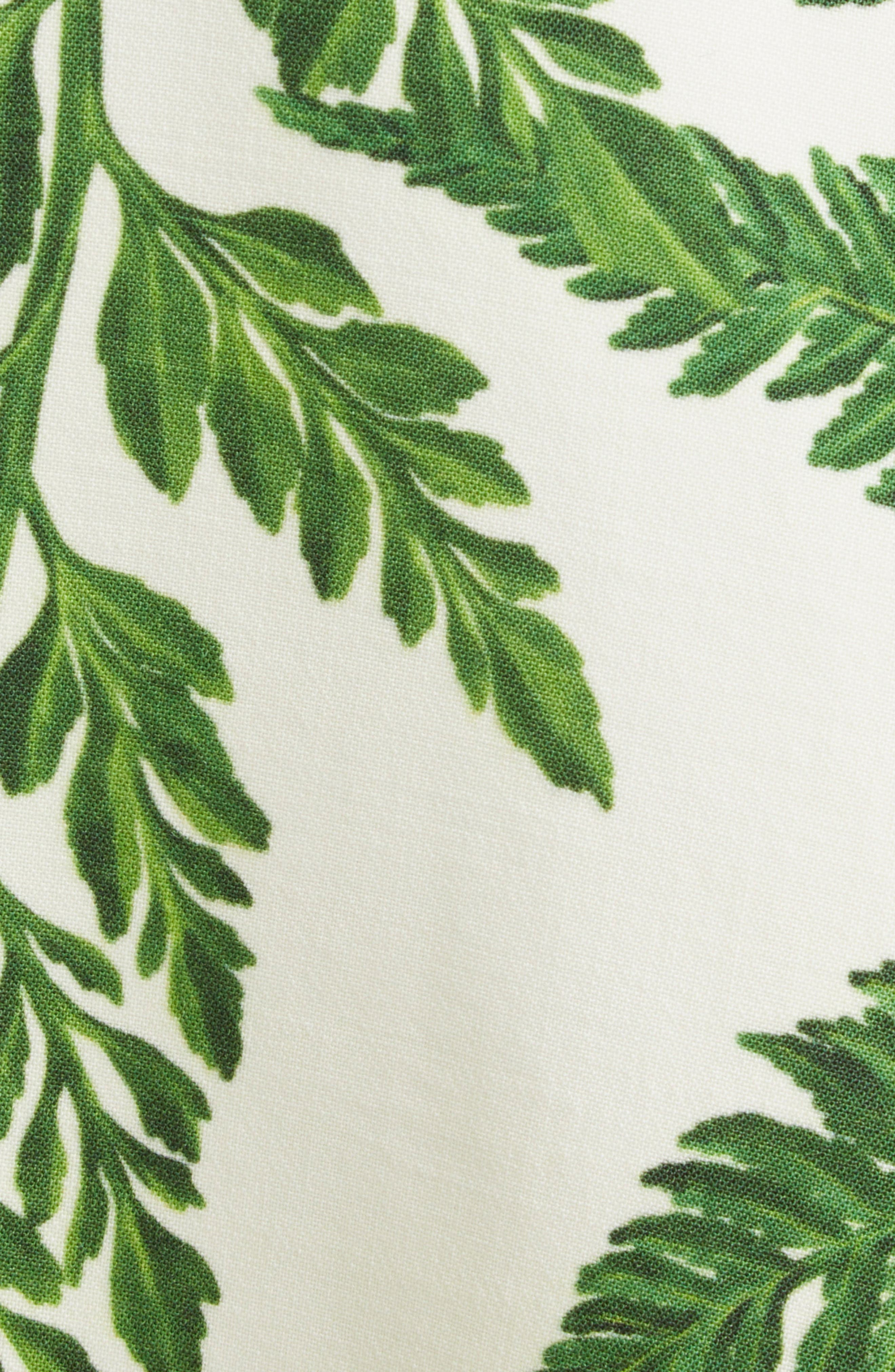 Oscar de la Renta Placed Fern Print Wool Blend A-Line Dress in Green/Ivory at Nordstrom - 6