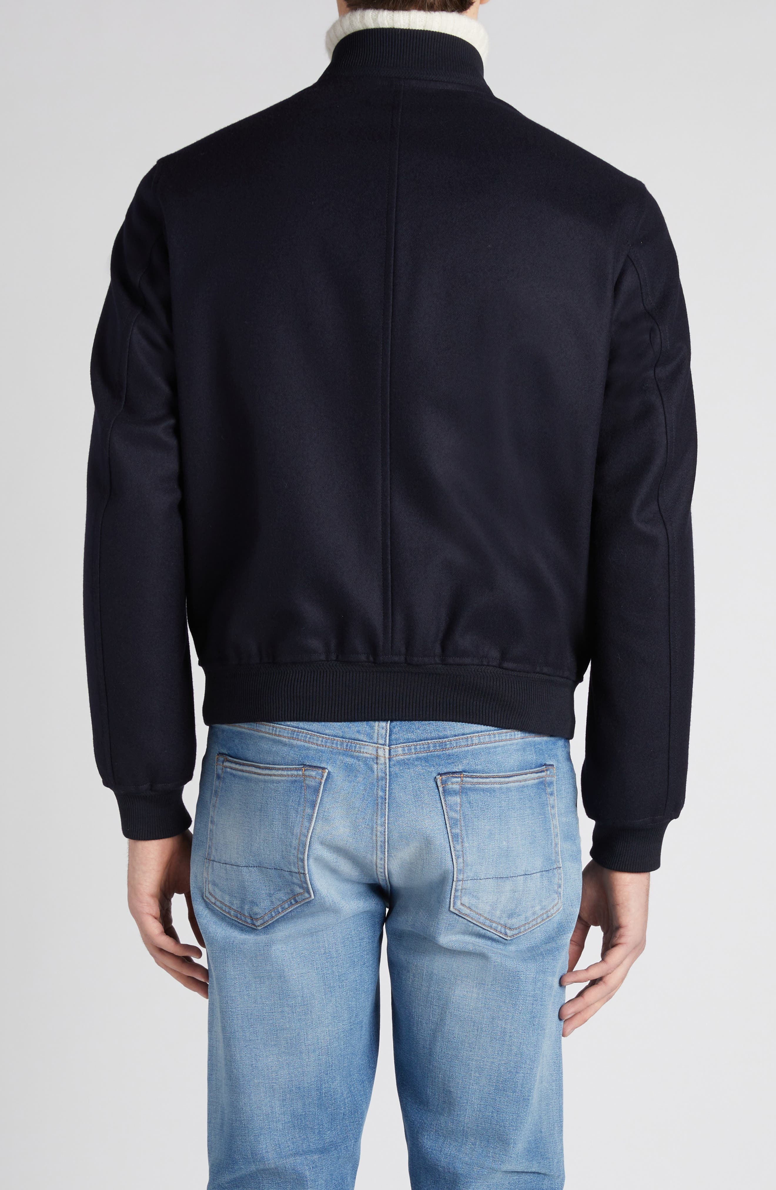 TOM FORD Light Felt Bomber Jacket in Navy at Nordstrom - 3