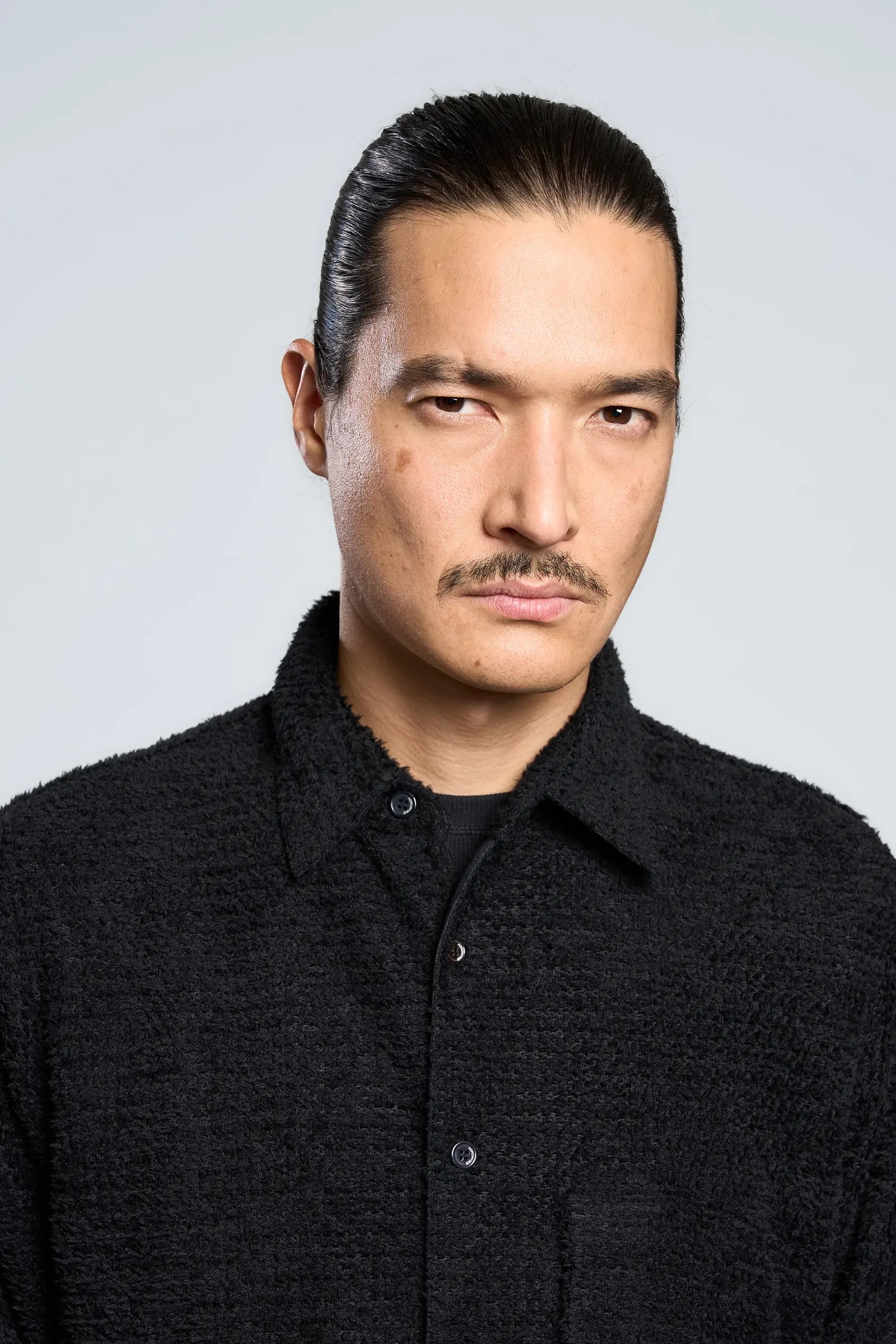 LA1-AD Lofted Knit Fiber Long Sleeve Shirt Black - 14