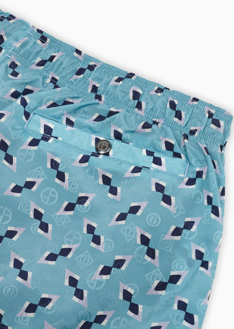 GIORGIO ARMANI Swim trunks with jacquard motif and print outlook