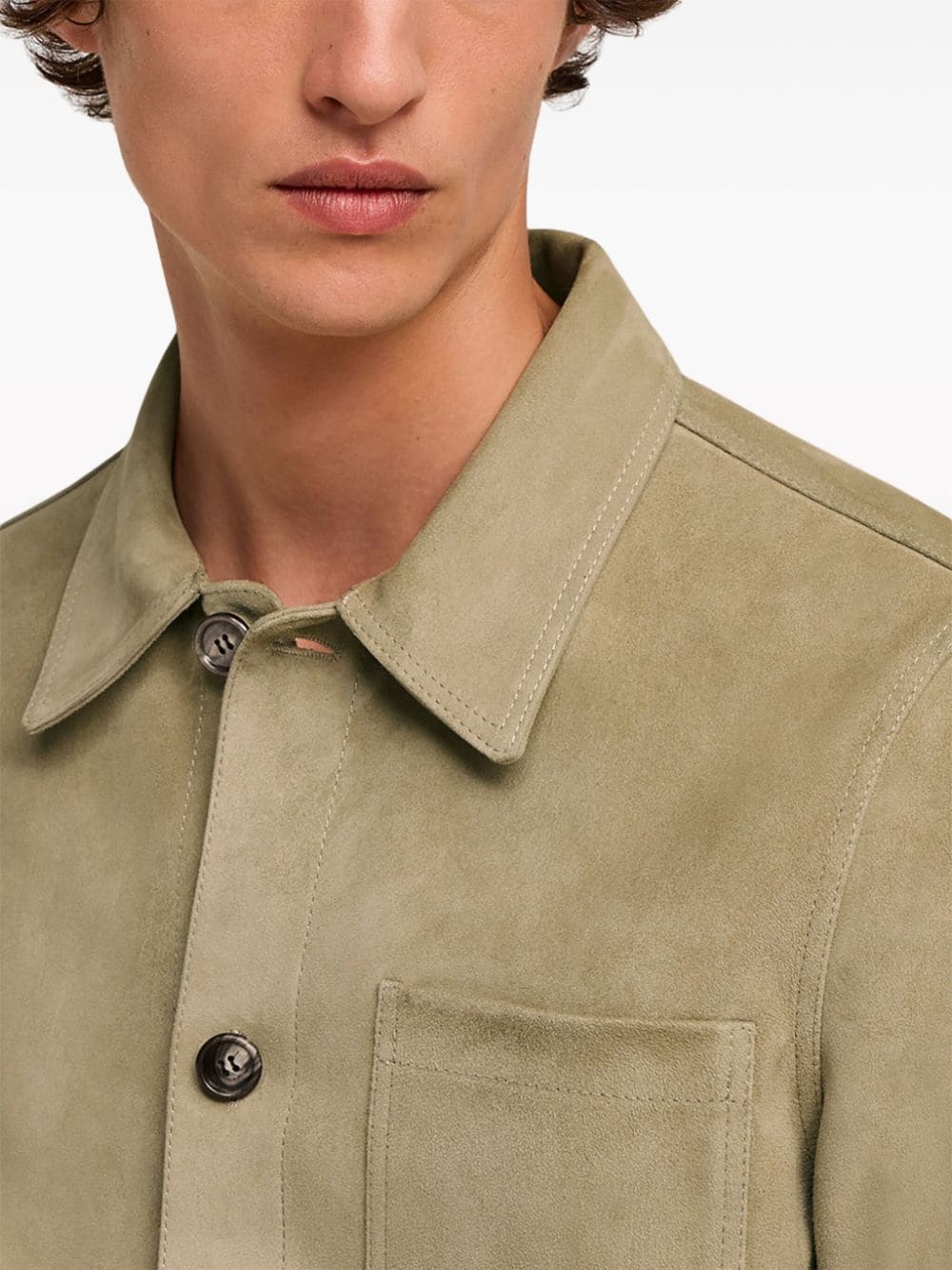 boxy-fit goatskin shirt jacket - 6