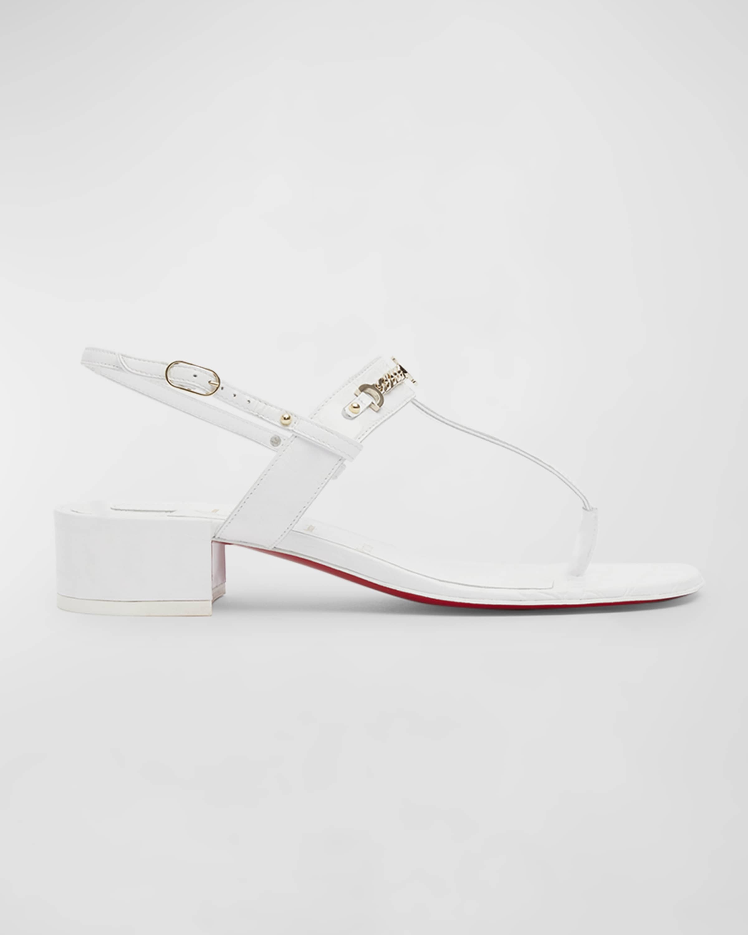 Leather Chain Red Sole Slingback Sandals - 1